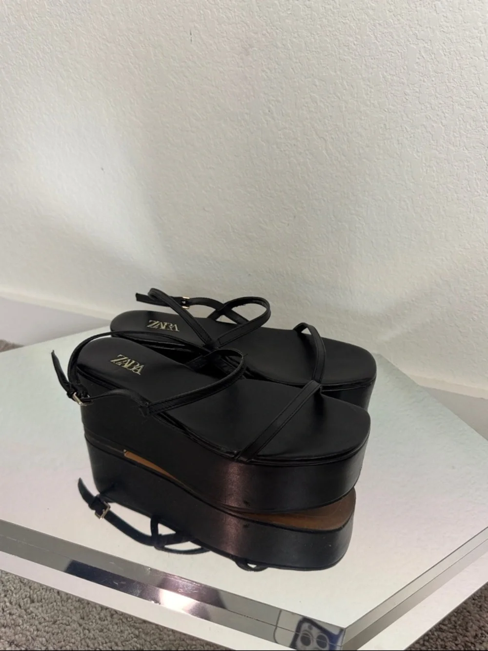 Zara Black Platform Strappy Sandals - Picture 5 of 5